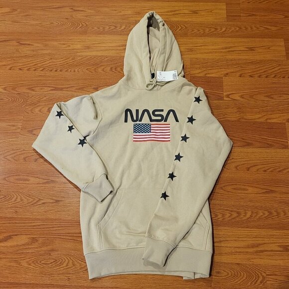 NASA Hoodie Sweatshirt Astronaut Graphic Size XS New with Tag Tan Cream H&M - Picture 1 of 11